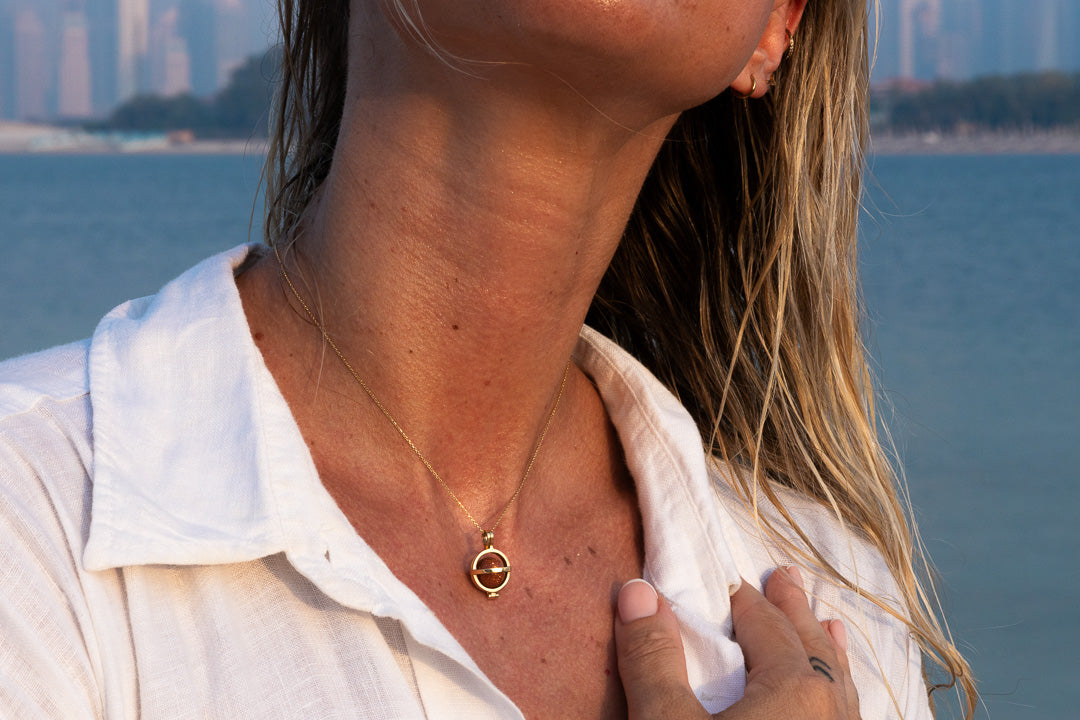 18k Gold Goldstone Keeper Pendant Necklace