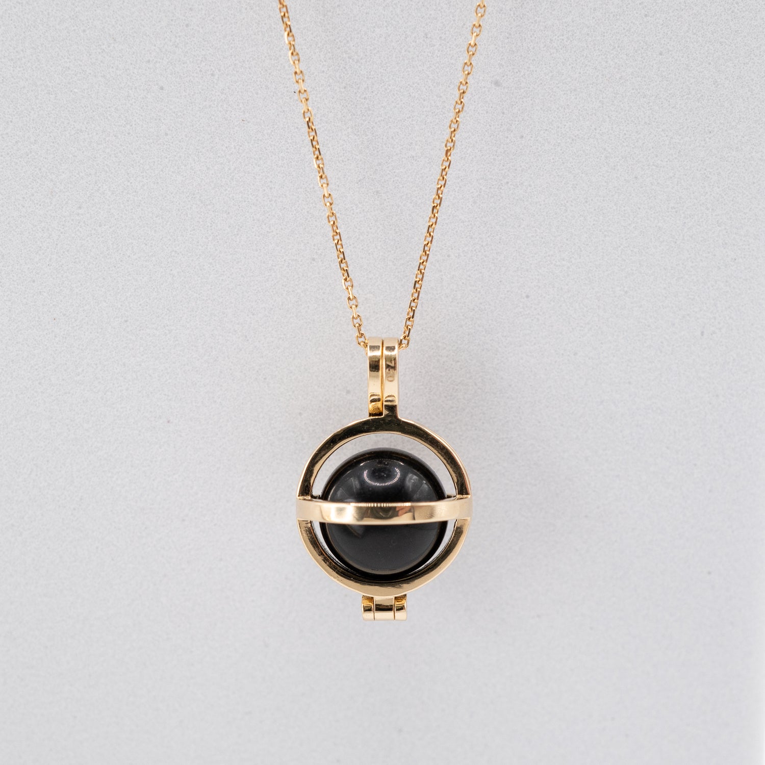 18k Gold Obsidian Keeper Pendant Necklace