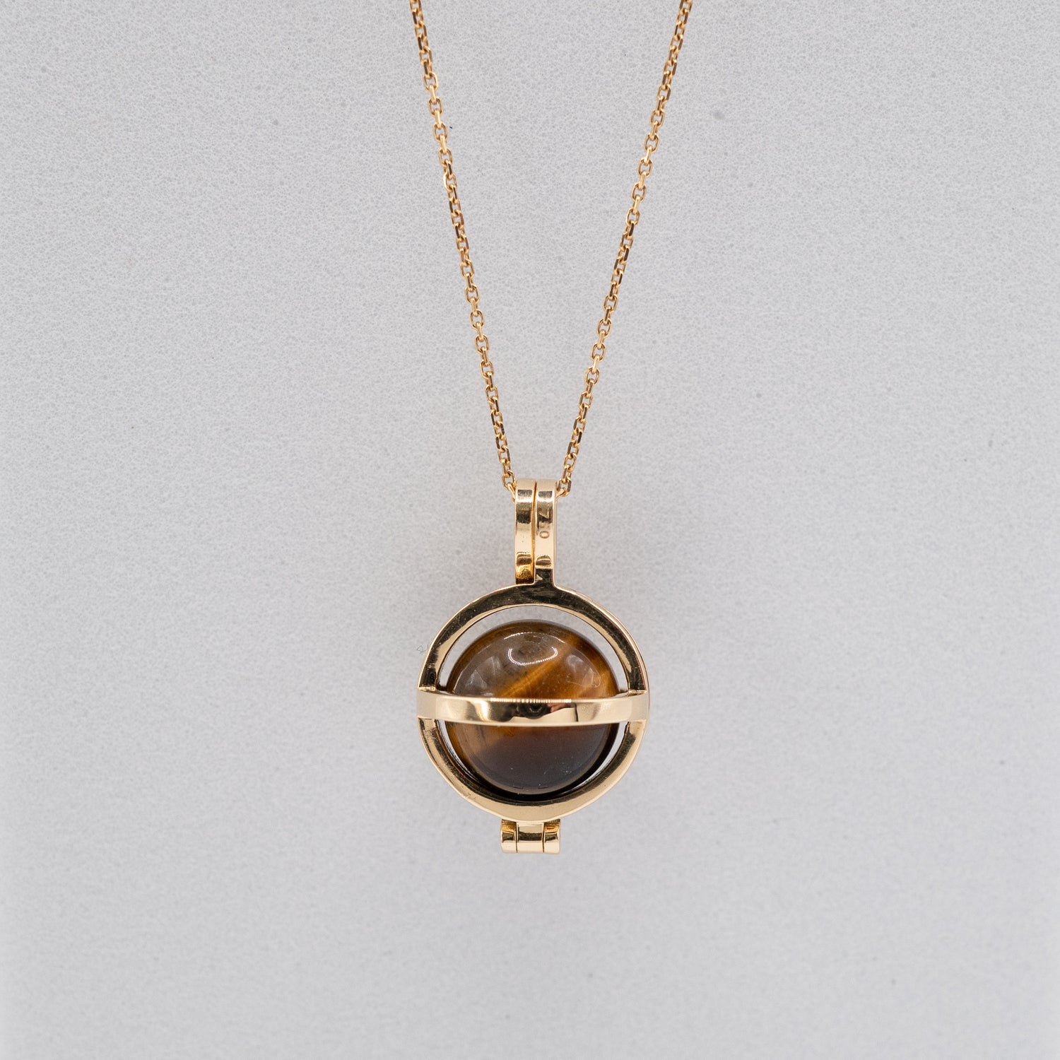 18k Gold Tigers Eye Keeper Pendant Necklace
