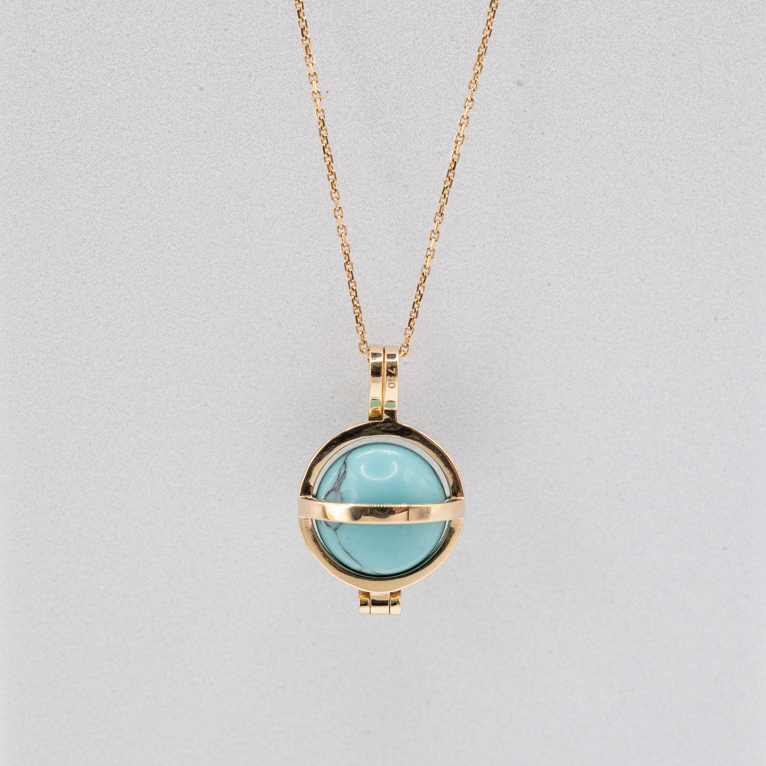 18k Gold Turquoise Keeper Pendant Necklace