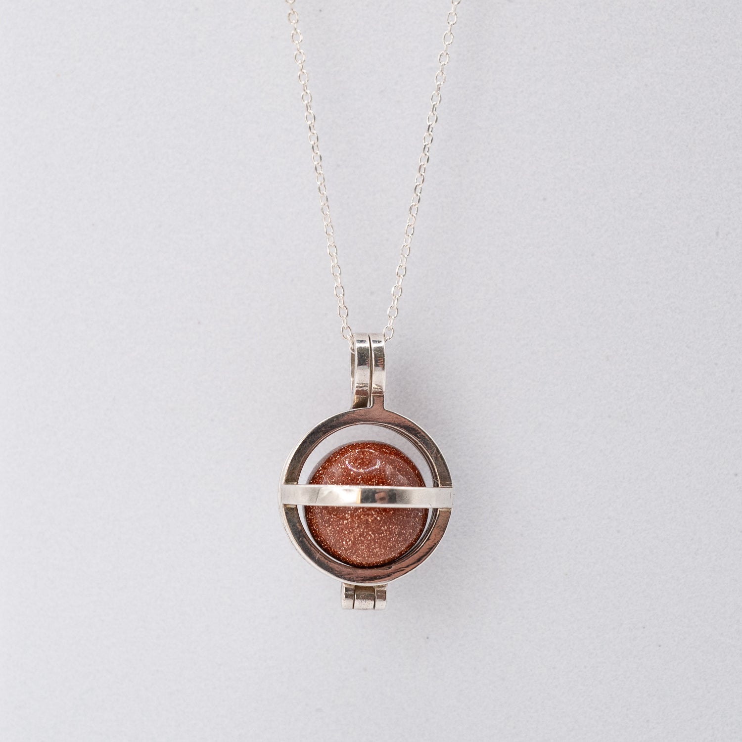 Sterling Silver Goldstone Keeper Pendant Necklace
