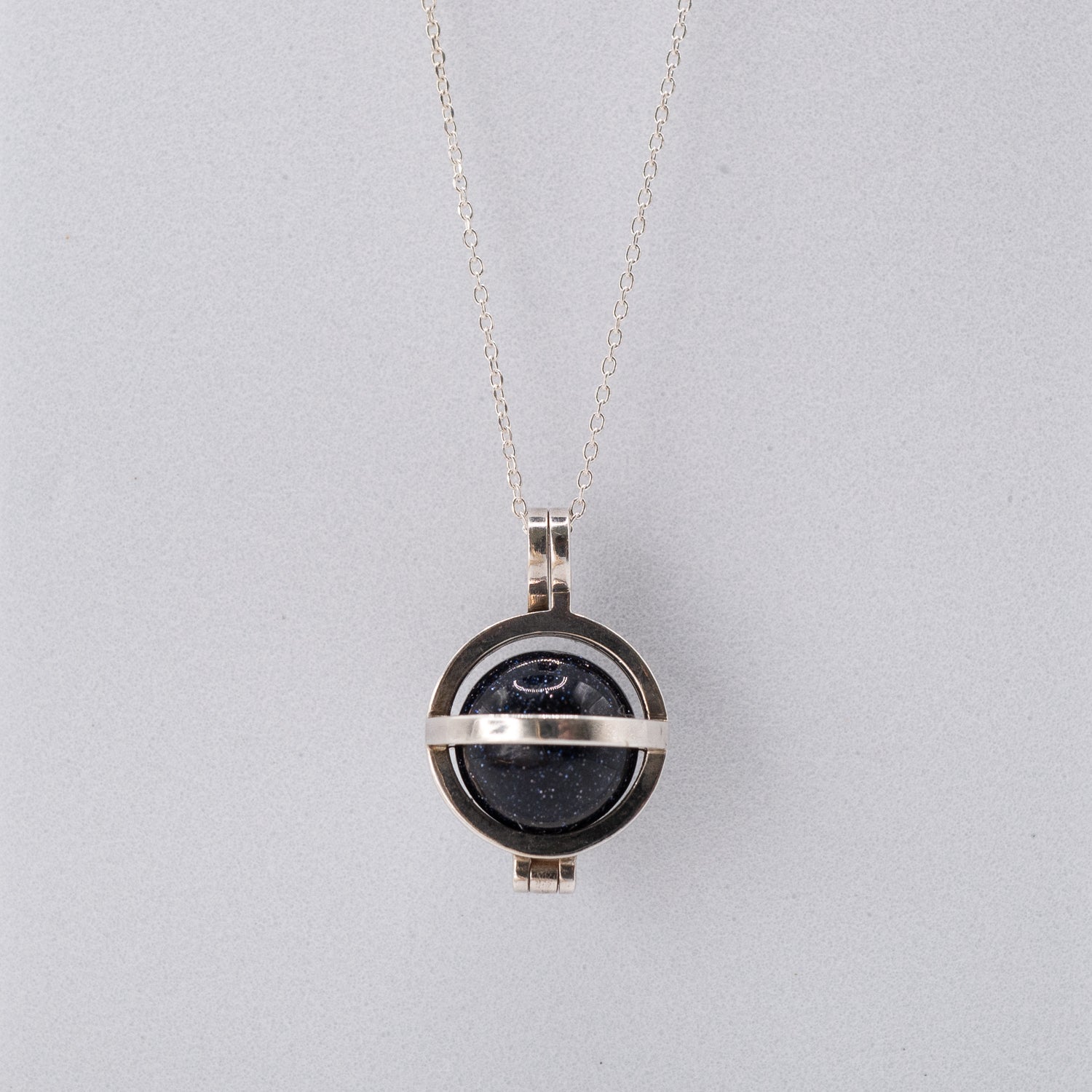 Sterling Silver Blue Sandstone Keeper Pendant Necklace