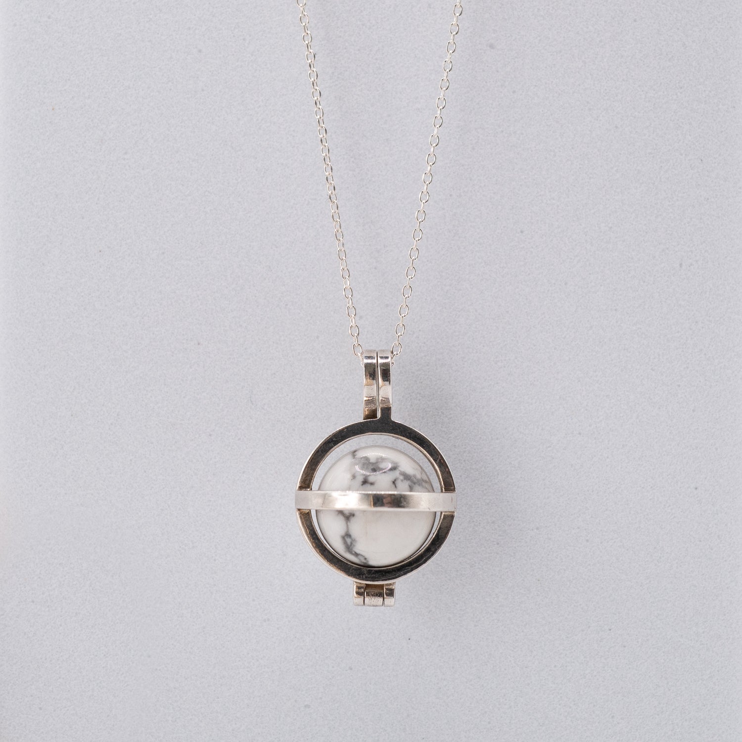 Sterling Silver Howlite Keeper Pendant Necklace
