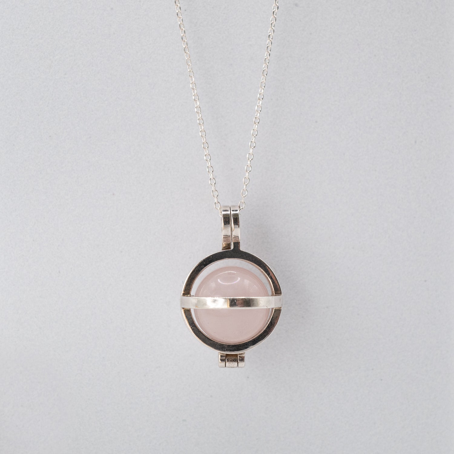 Sterling Silver Rose Quartz Keeper Pendant Necklace